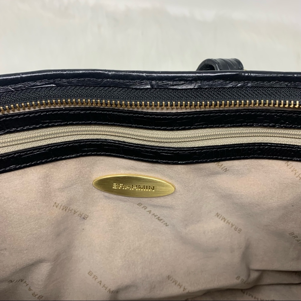 Brahmin Mini Asher Melbourne Embossed Leather Satchel Black - Picture 8 of 12